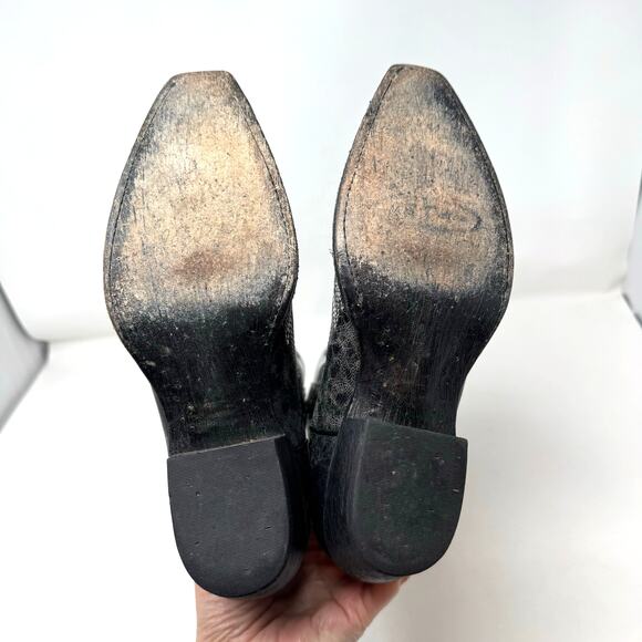 J.B. Dillon Black White Goat Leather Cowgirl Boots 6 Wings Cross Mexico Western - Picture 10 of 12